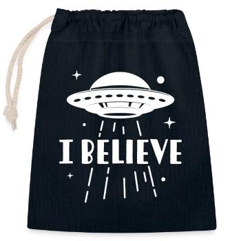 I Believe - Closable cotton gift bag (25x30cm) - navy - Front