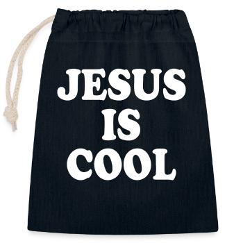 Jesus is cool - Closable cotton gift bag (25x30cm) - navy - Front