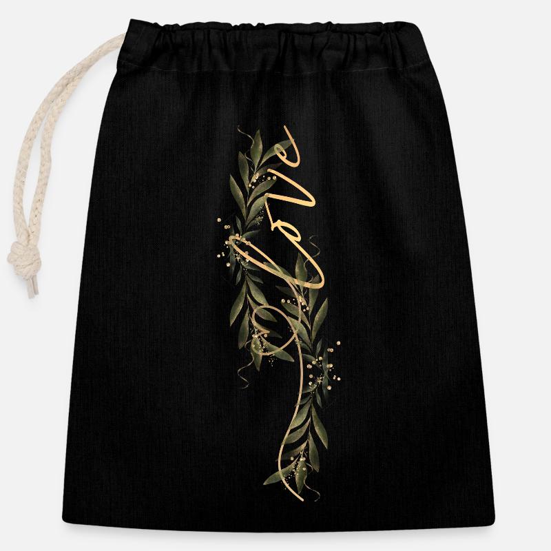 Amar - Bolsa de regalo de algodón con cierre (25x30 cm) - negro