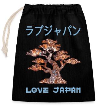 Bonsai Tree Japanese Zen Garden Symbol Kanji Love - Closable cotton gift bag (25x30cm) - black - Front