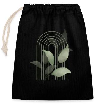 Leafs - Closable cotton gift bag (25x30cm) - black - Front