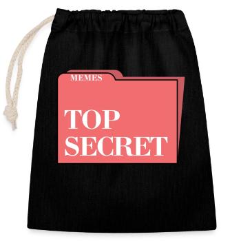TOP SECRET - Closable cotton gift bag (25x30cm) - black - Front