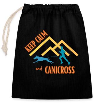 Restez calme et canicross - Sac cadeau en coton avec cordon (25 x 30 cm) - noir - Devant