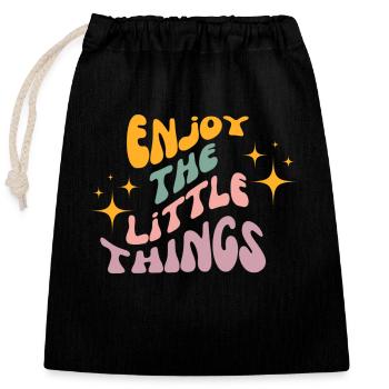 enjoy the little things - Closable cotton gift bag (25x30cm) - black - Front