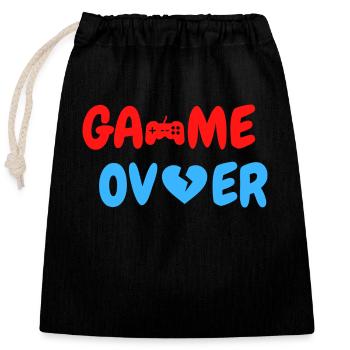 Game Over - Verschließbarer Geschenkbeutel aus Baumwolle (25x30cm) - Schwarz - Vorne