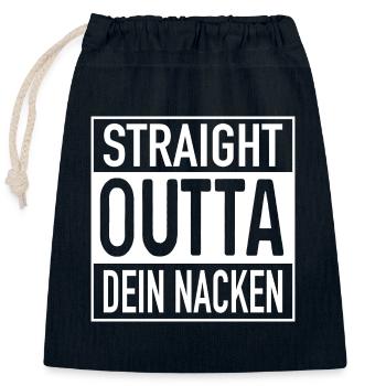 Straight OUTTA Your neck - Closable cotton gift bag (25x30cm) - navy - Front