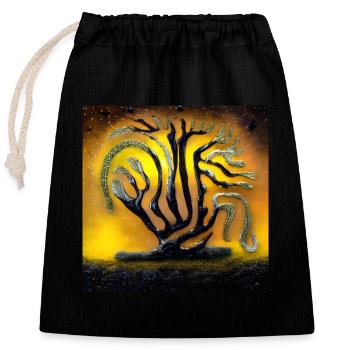 Alter Baum in der Nacht - Verschließbarer Geschenkbeutel aus Baumwolle (25x30cm) - Schwarz - Vorne