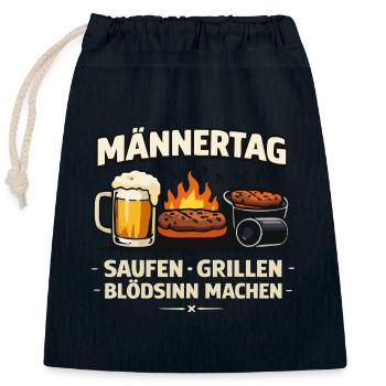 MännerTag Grillgaudi Design - Verschließbarer Geschenkbeutel aus Baumwolle (25x30cm) - Navy - Vorne