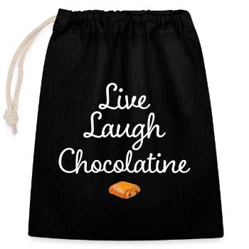 Meme Drôle Pâtisserie Française Chocolatine - Sac cadeau en coton avec cordon (25 x 30 cm) - noir - Devant