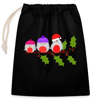 Robin - Closable cotton gift bag (25x30cm) - black - Front