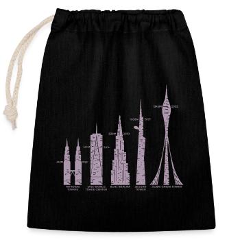 Les plus hauts gratte-ciel Nuages Bâtiments Méga tours - Sac cadeau en coton avec cordon (25 x 30 cm) - noir - Devant