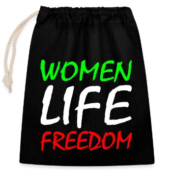 Women life freedom iran - Verschließbarer Geschenkbeutel aus Baumwolle (25x30cm) - Schwarz - Vorne