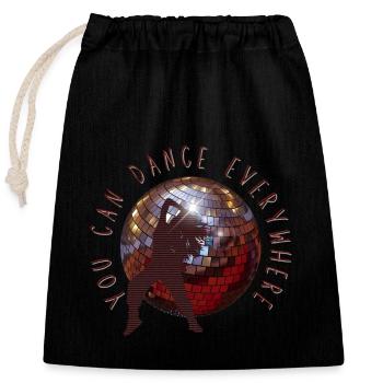 You can dance everywhere Dancing Disco Ball - Closable cotton gift bag (25x30cm) - black - Front