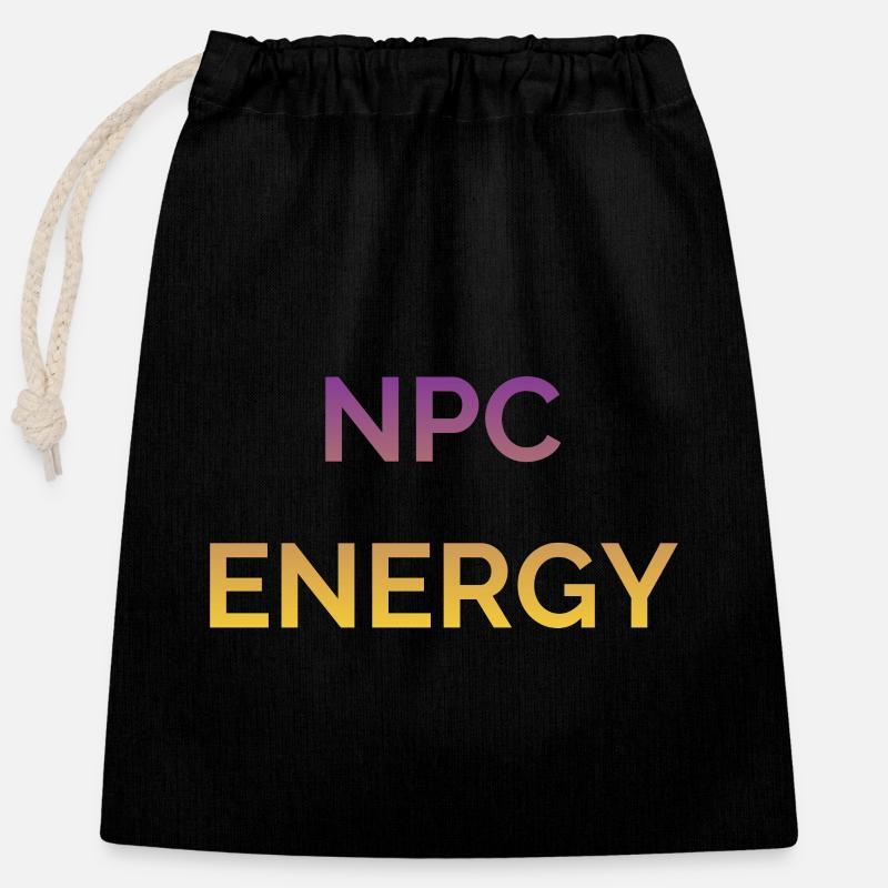 NPC Energie Gradient Logo - Verschließbarer Geschenkbeutel aus Baumwolle (25x30cm) - Schwarz