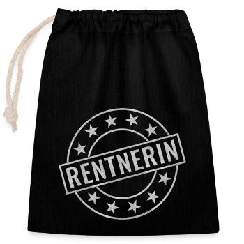 Rentnerin Stempel Ruhestand Rente Geschenk - Verschließbarer Geschenkbeutel aus Baumwolle (25x30cm) - Schwarz - Vorne