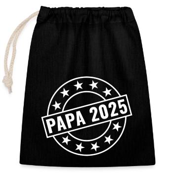 Papa 2025 - Verschließbarer Geschenkbeutel aus Baumwolle (25x30cm) - Schwarz - Vorne
