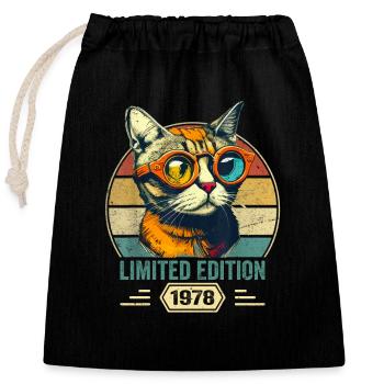 Génial depuis 1978 Cadeau d’anniversaire de chat - Sac cadeau en coton avec cordon (25 x 30 cm) - noir - Devant