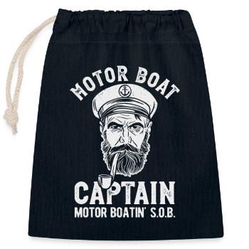 Motor Boat Captain Motor Boating - Closable cotton gift bag (25x30cm) - navy - Front