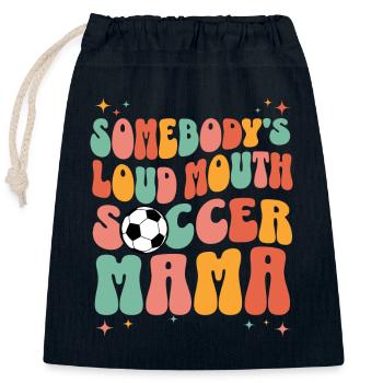 Humorous phrase mom football player - Closable cotton gift bag (25x30cm) - navy - Front