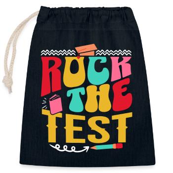 Rock The Test Examen Fin D'Année Enseignant - Sac cadeau en coton avec cordon (25 x 30 cm) - bleu marine - Devant