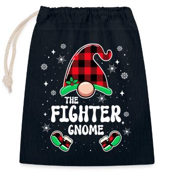 Christmas Family Gnome Fighter - Closable cotton gift bag (25x30cm) - navy - Front
