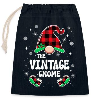 Vintage Gnome Family Christmas - Closable cotton gift bag (25x30cm) - navy - Front