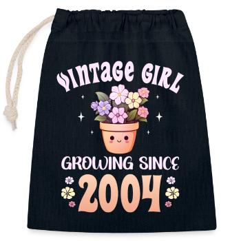 Vintage Année 2004 Anniversaire Femme 20 Ans - Sac cadeau en coton avec cordon (25 x 30 cm) - bleu marine - Devant