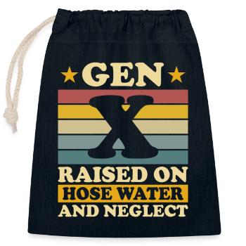 Humour Génération X - Sac cadeau en coton avec cordon (25 x 30 cm) - bleu marine - Devant
