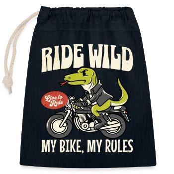 Humour Homme Motard Fan De Motos - Sac cadeau en coton avec cordon (25 x 30 cm) - bleu marine - Devant
