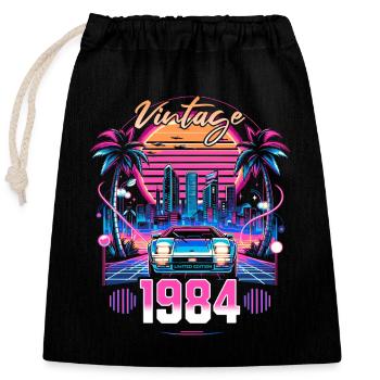 Synthwave Retro 40th Anniversary 1984 - Closable cotton gift bag (25x30cm) - black - Front