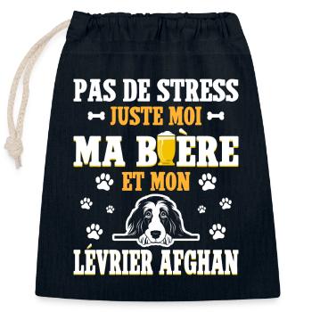 Humour Bière Papa Chien Lévrier Afghan - Sac cadeau en coton avec cordon (25 x 30 cm) - bleu marine - Devant