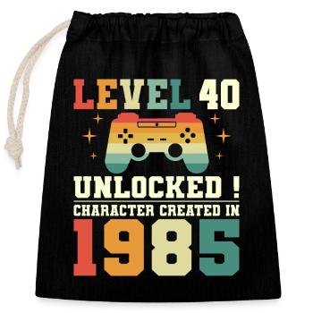 Level 40 Jubiläums-Gamer 40 Jahre - Verschließbarer Geschenkbeutel aus Baumwolle (25x30cm) - Schwarz - Vorne
