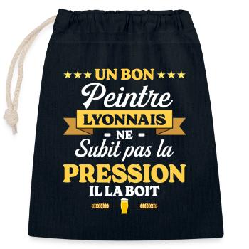 Peintre Lyonnais Lyon Humour Peintre - Sac cadeau en coton avec cordon (25 x 30 cm) - bleu marine - Devant