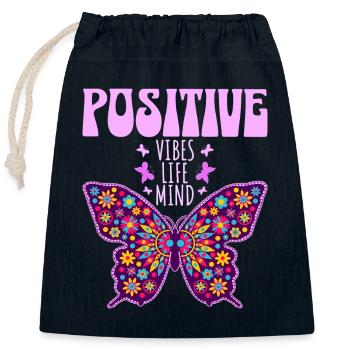Schmetterling Slogan Positive Frau - Verschließbarer Geschenkbeutel aus Baumwolle (25x30cm) - Navy - Vorne