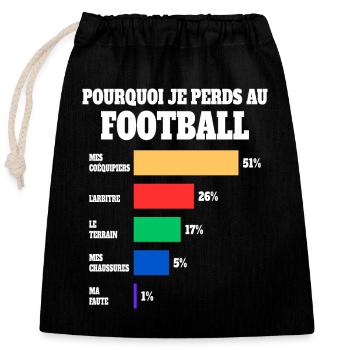 Humour Foot Joueur Football - Sac cadeau en coton avec cordon (25 x 30 cm) - noir - Devant