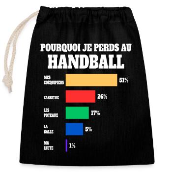 Maillot Humour Joueur Handball - Sac cadeau en coton avec cordon (25 x 30 cm) - noir - Devant