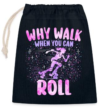 Mädchen Roller Skater Frau Roller - Verschließbarer Geschenkbeutel aus Baumwolle (25x30cm) - Navy - Vorne