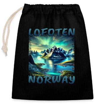 Lofoten Norwegen Grunge Fjord Natur Nordlichter - Verschließbarer Geschenkbeutel aus Baumwolle (25x30cm) - Schwarz - Vorne