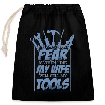 Bricoleur Fear Woman Vend Mon outil - Sac cadeau en coton avec cordon (25 x 30 cm) - noir - Devant