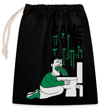 jeu sur toilette wc toilette puke vomir pause - Sac cadeau en coton avec cordon (25 x 30 cm) - noir - Devant