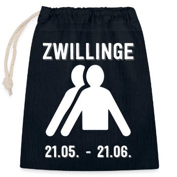 Signes du zodiaque des jumeaux Zodiaque Horoscope - Sac cadeau en coton avec cordon (25 x 30 cm) - bleu marine - Devant