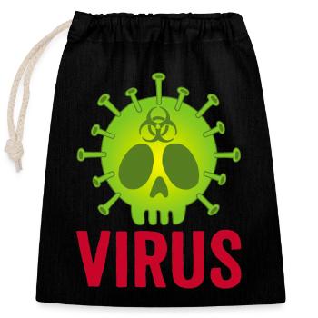 Tête de mort virus - Sac cadeau en coton avec cordon (25 x 30 cm) - noir - Devant