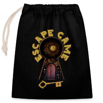 ESCAPE GAME SERRURRE PORTE TEMPS - Sac cadeau en coton avec cordon (25 x 30 cm) - noir - Devant