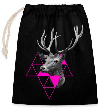 Deer design gifts - Closable cotton gift bag (25x30cm) - black - Front