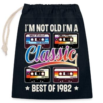 1982 Geburtsjahr Geburtstag Kassette Vintage - Verschließbarer Geschenkbeutel aus Baumwolle (25x30cm) - Navy - Vorne