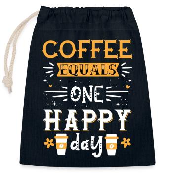 Coffee equals one happy day - Closable cotton gift bag (25x30cm) - navy - Front