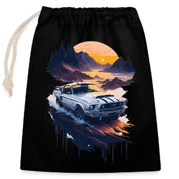 Voiture de sport classique - Sac cadeau en coton avec cordon (25 x 30 cm) - noir - Devant