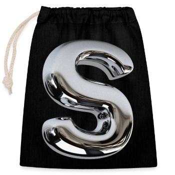 Chrome Letter S - Verschließbarer Geschenkbeutel aus Baumwolle (25x30cm) - Schwarz - Vorne