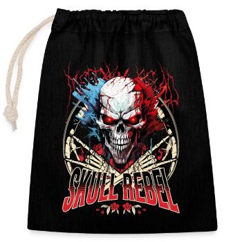Crâne Crâne Squelette Moto Biker Gang - Sac cadeau en coton avec cordon (25 x 30 cm) - noir - Devant