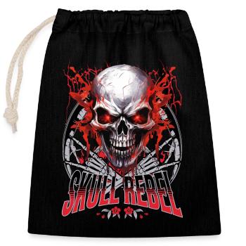 Crâne Crâne Squelette Moto Biker Gang - Sac cadeau en coton avec cordon (25 x 30 cm) - noir - Devant